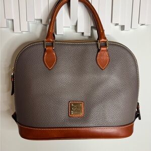 Dooney & Bourke Taupe and Chestnut Satchel